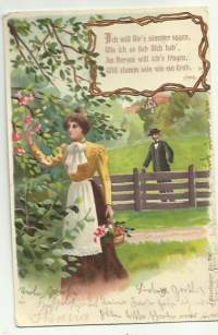 Ich lied Dich -  postikortti naispostikortti kulkenut 1900 l alussa