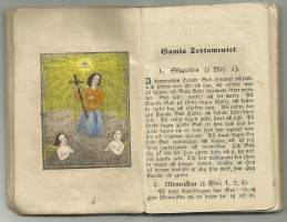Biblisk historia i sammandrag J Hubner 1818 - 10 käsinväritettyä kuvaa  koko 10,5x7 cm