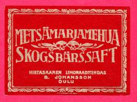 Metsämarjamehua - Skogsbärssaft juomaetiketti