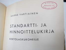 Standartti- ja hinnoittelukirja kertolaskukoneille, mukana Oy Vienti-Export Ltd:n asiakirjoja