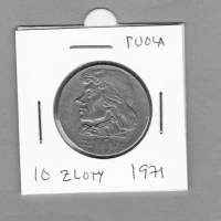 Puola 10 zlotyn kolikko 1971 kenraali Tadeusz Kosciuszkoi