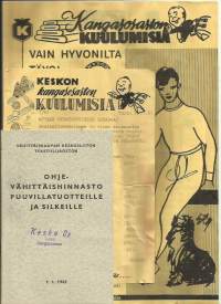 Kesko kangasosaston kuulumisia ja ohjevähittäishinnasto    1961