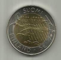 5 euroa 2007  Itsenäisyys - suomalainen kaksoismetalli kolikko  pillerissä