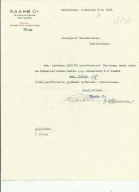 Raahe Oy, Haukipudas 1935 - firmalomake
