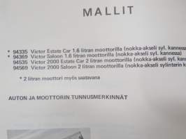 Vauxhall Victor FD 94000 huoltokäsikirja - Moottori, nokka-akseli sylinterin kannessa ja kytkin -korjaamokirjasarjan osa