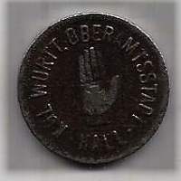 Saksa Kleingeld-Ersatzmarke Notgeld 1918 50 Pfennig Iron Cross hand I World war Germany  tilapäinen maksuväline
