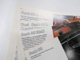 Saab 99L, 99L Combi Coupé, EMS, 99, 96 V4, 95 V4 mallivuosi 1975 -myyntiesite / sales brochure