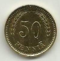 Monetan kullattu 50  penniä  1936