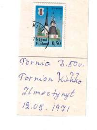 Postimerkki: Tornion kirkko 350 vuotta. Ilmestynyt  12.05.1971