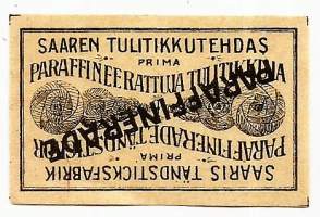 Prima Paraffiineerattuja tulitikkuja  - tulitikkuetiketti