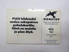 Tele Nonstop 10,00 mk elektroninen puhelinkortti 1991 nr 33168 computer graphics by Alvar Gullichsen EPK9101/02/001 04.92 50 000 -puhelinkortti / phone card