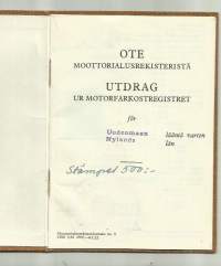 Ote moottorialusrekisteristä Uudenmaan lääniä varten, 1961