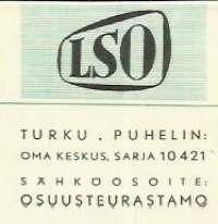 LSO Lounais-Suomen Osuusteurastamo, Turku 1951  - firmalomake