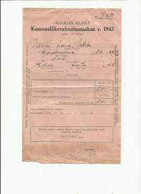 Maarian kunta Kansaneläkemaksu v 1943  kuitti