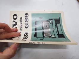 Volvo F89, G89 Instruktionsbok -käyttöohjekirja / operator´s manual in swedish