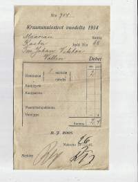 Kruununulosteot vuodelta 1914  Maarian  kunta, Kastun kylä suut. poika Johan Viktor Wallin