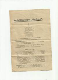 Pietarsaaren Konepaja Oy / Kabidilamppu #Hankmo&quot; tuote-esite  4 sivua suomeksi ja ruotsiksi