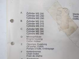 Stihl MS 290, 310, 390 (1127) Ersatzteilliste - Spare Parts List - Liste des piéces, moottorisaha varaosaluettelo