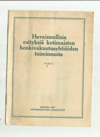 Havainnollisia esityksiä kotimaisten henkivakuutusyhtiöiden toiminnasta  1933