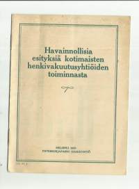 Havainnollisia esityksiä kotimaisten henkivakuutusyhtiöiden toiminnasta  1933