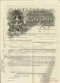 Keskinäinen Henkivakuutusyhtiö Suomi 1946  - vakuutuskirja