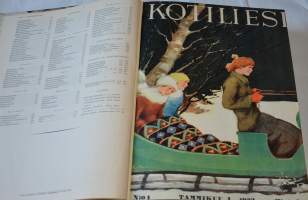 Kotiliesi sidottu vuosikerta 1933 - Kansikuvia Martta Wendeliniltä ja Rudof Koivulta