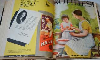 Kotiliesi sidottu vuosikerta 1933 - Kansikuvia Martta Wendeliniltä ja Rudof Koivulta
