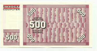 Pankkiautomaatin testiseteli / Test note specimen 500