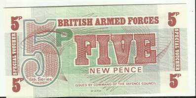 Englanti / British Army Forces 5 New Pence 1972 -  seteli