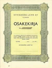 Hyvinkään Leipä Oy Hyvinkää 195x  osakekirja