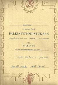 Halikon kyntömestaruuskilpailu III p 1962 - palkintotodistus