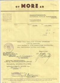 More Oy 1943 - firmalomake anomus Kansanhuoltoministeriö Puolustusvoimat