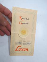 Luxor Kvalitets-Garanti, Skivväxlare RTW, 20.12.1955 -takuukortti / warranty certificate