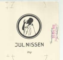 Nissens Kaffehandel / Jul. Nissen 20 gr  - tuote-etiketti, tavaramerkki   1930