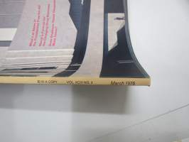 Fortune 1976 March - A great architect´s enduring masterpices - cover story -Alvar Aalto kansikuva &amp; erikoisartikkeli arkkitehdin tuotannosta, 8-sivuinen