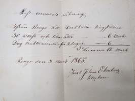 Räknelärä för den som, i saknad af lärare, vilja på sin egen hand lärä sig första grunderna af räknekonsten, käsinkirjoitettu oppikirja v. 1859, C.J. Ekenberg