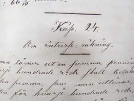 Räknelärä för den som, i saknad af lärare, vilja på sin egen hand lärä sig första grunderna af räknekonsten, käsinkirjoitettu oppikirja v. 1859, C.J. Ekenberg