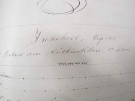 Räknelärä för den som, i saknad af lärare, vilja på sin egen hand lärä sig första grunderna af räknekonsten, käsinkirjoitettu oppikirja v. 1859, C.J. Ekenberg