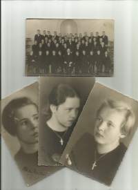 Rippikoululaisia Rauma   - valokuva 4 kpl  nimet kuvissa ja kuvien takana