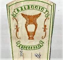 Kalannin  Apteekki   Kalanti  - resepti signatuuri  1961