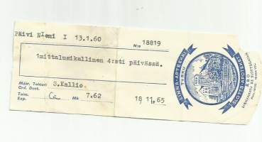 Linna Apteekki Turku  -   resepti signatuuri 1965