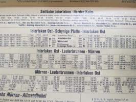 Jungfraugebiet Schweitz Fahrplan - Horaire - Time-table - Orario vom 3. Juni bis 29. September 1956 -rautateiden aikataulu / train timetable