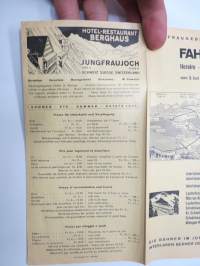 Jungfraugebiet Schweitz Fahrplan - Horaire - Time-table - Orario vom 3. Juni bis 29. September 1956 -rautateiden aikataulu / train timetable