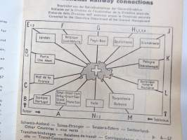 Schweitz Suisse Svizzera Switzerland - Internationale Zugsverbindungen / International Railway Connections 3.6.1956 -rautateiden aikataulu / train timetable