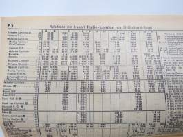 Schweitz Suisse Svizzera Switzerland - Internationale Zugsverbindungen / International Railway Connections 3.6.1956 -rautateiden aikataulu / train timetable
