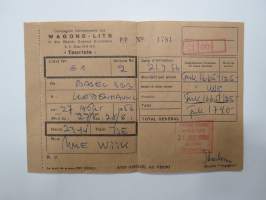 Wagons Lits &quot;touriste&quot; PP nr 1781 Basel - Copenhagen rautatielippu / railway ticket