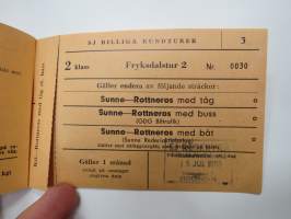 SJ Statens Järnvägar - Billiga rundturer - Kil-Sunneturen (Frykdalstur 2) nr 0030 2 kl. 15-7.1958 - 14.8.1958 -biljetthäfte / matkalippuvihko / train ticket