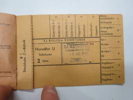SJ Statens Järnvägar - Billiga rundturer - Kil-Sunneturen (Frykdalstur 2) nr 0030 2 kl. 15-7.1958 - 14.8.1958 -biljetthäfte / matkalippuvihko / train ticket