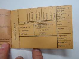 SJ Statens Järnvägar - Billiga rundturer - Svealandsturen nr 0161 2 kl. 15.7.1958 - 14.8.1958 -biljetthäfte / matkalippuvihko / train ticket