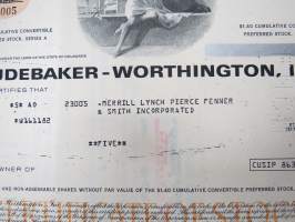 Studebaker-Worthington, Inc., 1978 -osakekirja / share certificate